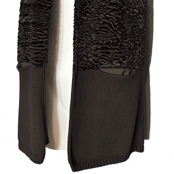 Calvin Klein Ox Crinkle Faux Fur Sweater Vest Size M Black Pockets Open NWT Boho - Picture 6 of 8